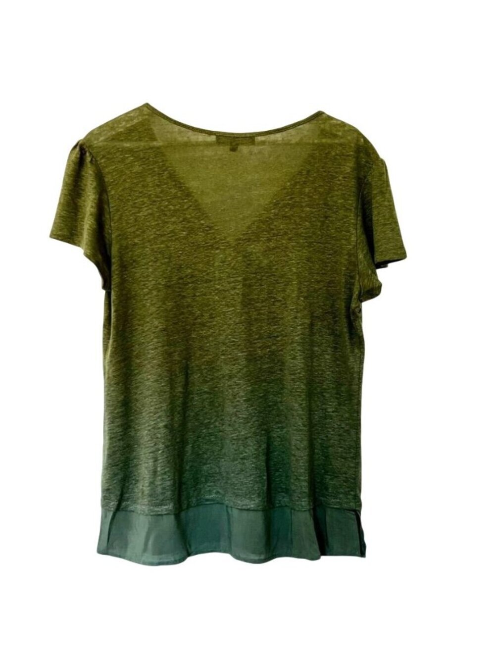 Sanctuary Womens Sz M Top Olive Linen Knit Tunic Sheer Hem Earthy Grunge Boho - Picture 2 of 11